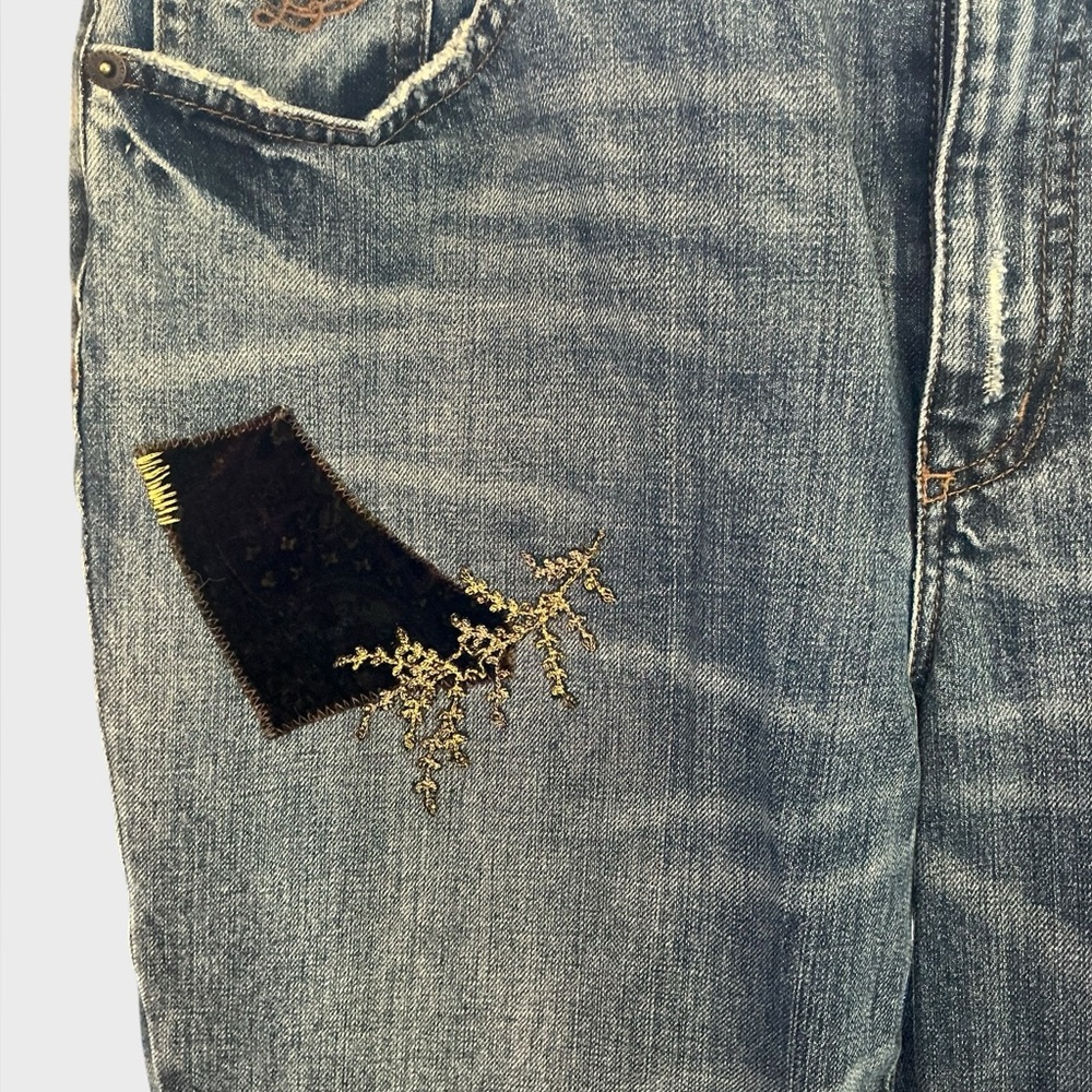 Lauren Ralph Lauren Patchwork Embroidered Jeans Women’s 10 Straight Leg - Picture 5 of 12
